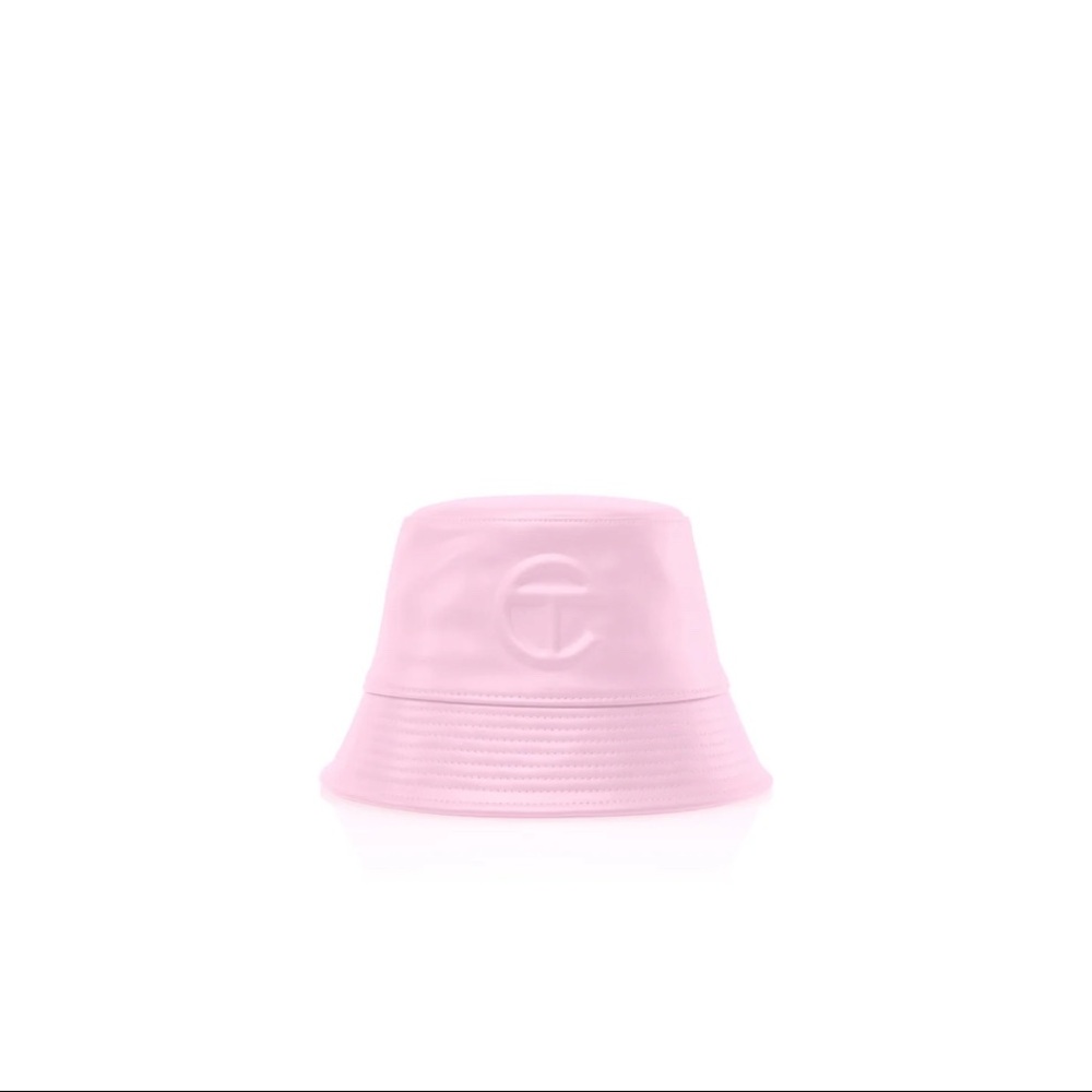 Telfar Pink Vegan Leather Logo Bucket Hat